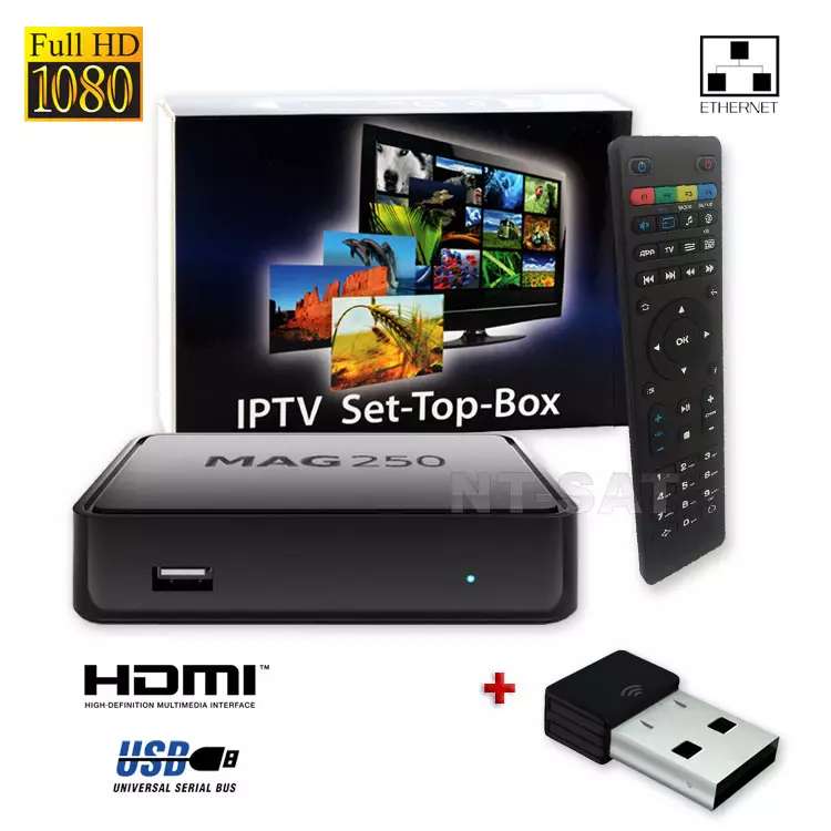 MAG 250 BOX Multimediaplayer Internet TV + WLAN Stick MAG 250 BOX Multimediaplayer Internet TV + WLAN Stick