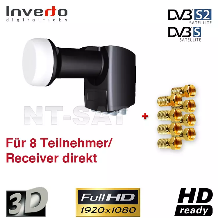 OCTO-LNB-Inverto-BLACK-DIGITAL-HDTV-3D-8-Teilnehmer- 8-x-F-Stecker-GOLD-