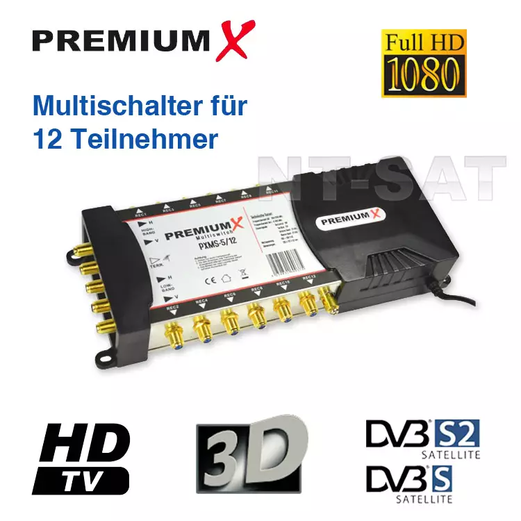 Sat Multischalter PremiumX 5/12 für 12 Teilnehmer