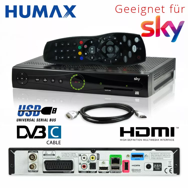 Humax Pr Hd3000c Digital Dvb C Kabel Receiver Hdmi Kabel Receiver Humax PR-HD3000C DVB-C PVR Digital SKY S HD3 HDMI V23
