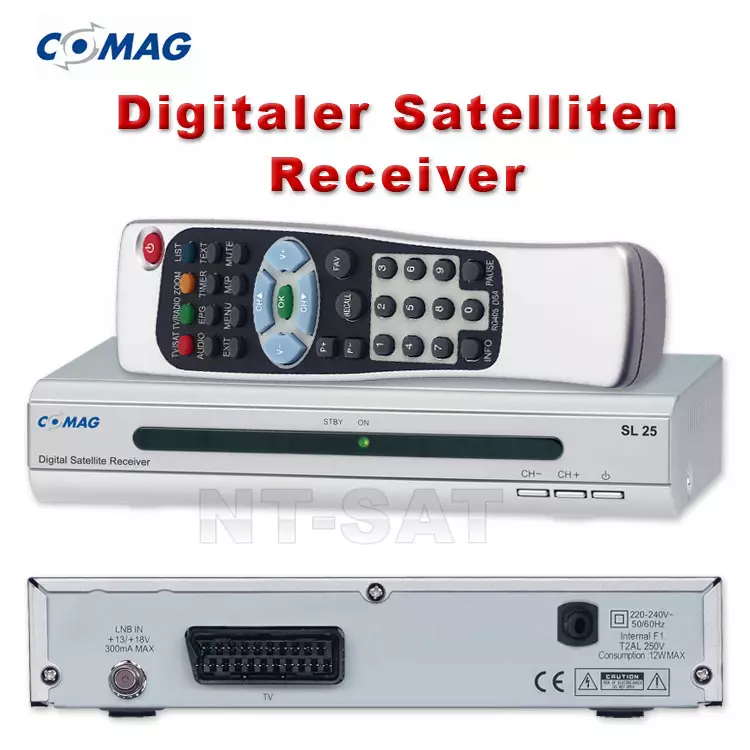 Digital sat receiver comag sl25 unicable tauglich scart dvb s sl 25