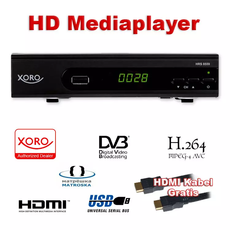 Xoro HRS 8559 HD Satellitenreceiver (DVB‐S2) mit USB‐Rekorder & Media Player