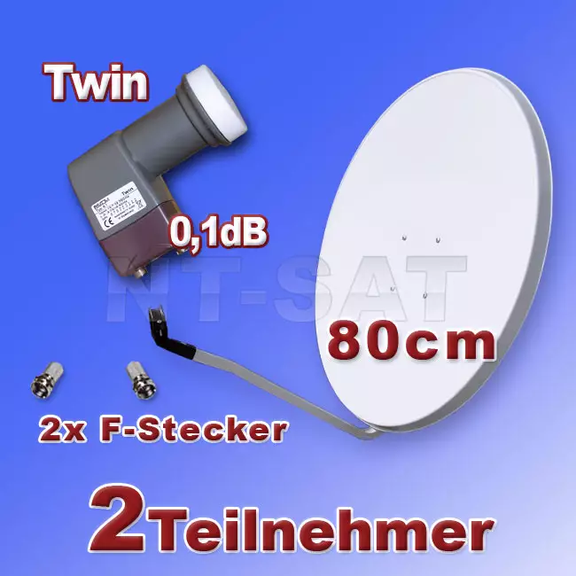 2 Teilnehmer Spiegel 80cm und Palcom Twin LNB