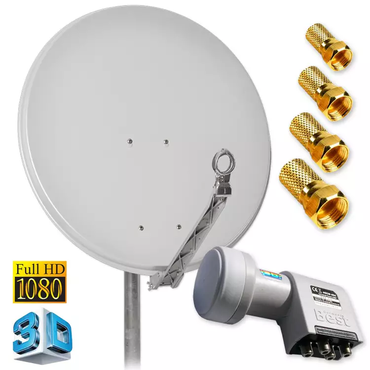 Digitale HD SAT Antenne DUR-line 75 Grau mit Quad LNB bis zu 4 Teilnehmer