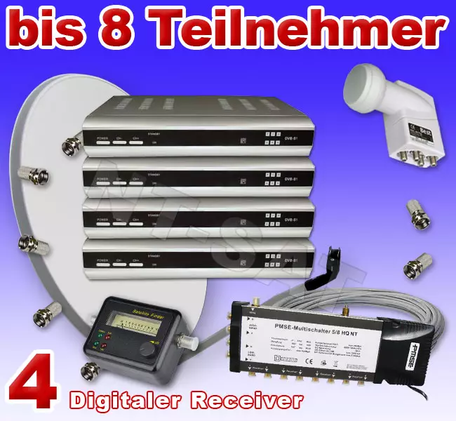 Dig. Sat Anlage 8 Teilnehmer inkl. 4 Digital Receiver