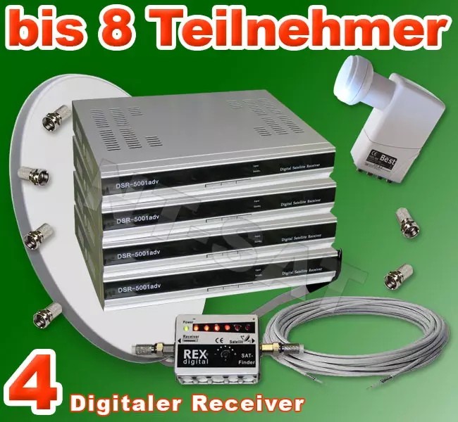 Dig. Sat Anlage 8 Teilnehmer inkl. 6 Digital Receiver