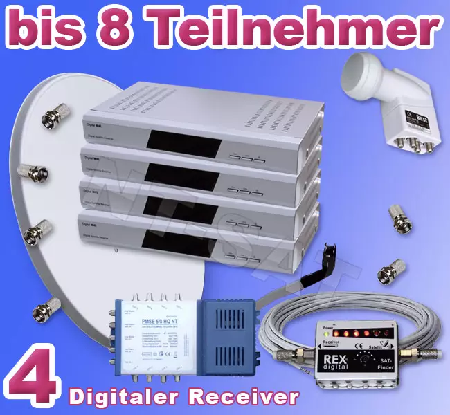 8 Teilnehmer inkl. 4 Digital Receiver M45+PMSE-5/8