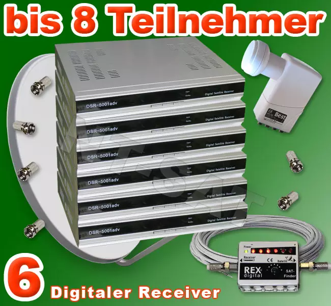 Dig. Sat Anlage 8 Teilnehmer inkl. 6 Digital Receiver