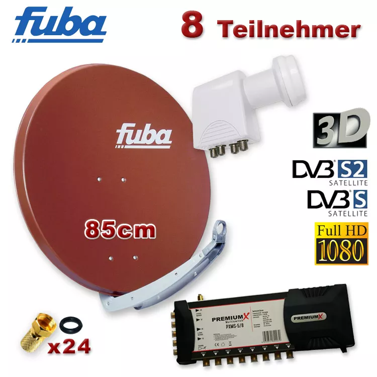 Satanlage Spiegel Fuba 85cm + Quattro LNB + Multischalter 5/8 Satanlage Spiegel Fuba 85cm + Quattro LNB + Multischalter 5/8