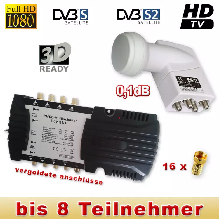 PMSE Multischalter 5/8 HQ NT und Best Quattro LNB