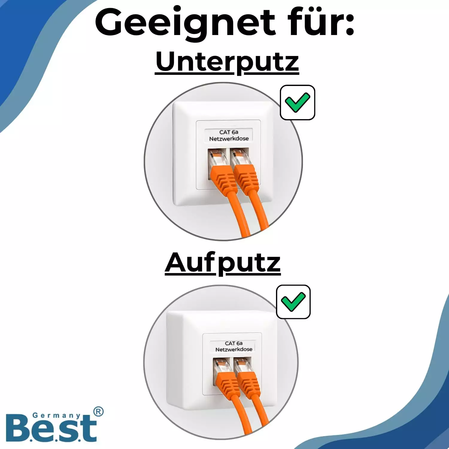 Germany B.e.s.t 1x CAT 6a Universal LAN Dose Netzwerkdose Aufputz & Unterputz Germany B.e.s.t 1x CAT 6a Universal LAN Dose Netzwerkdose Aufputz & Unterputz
