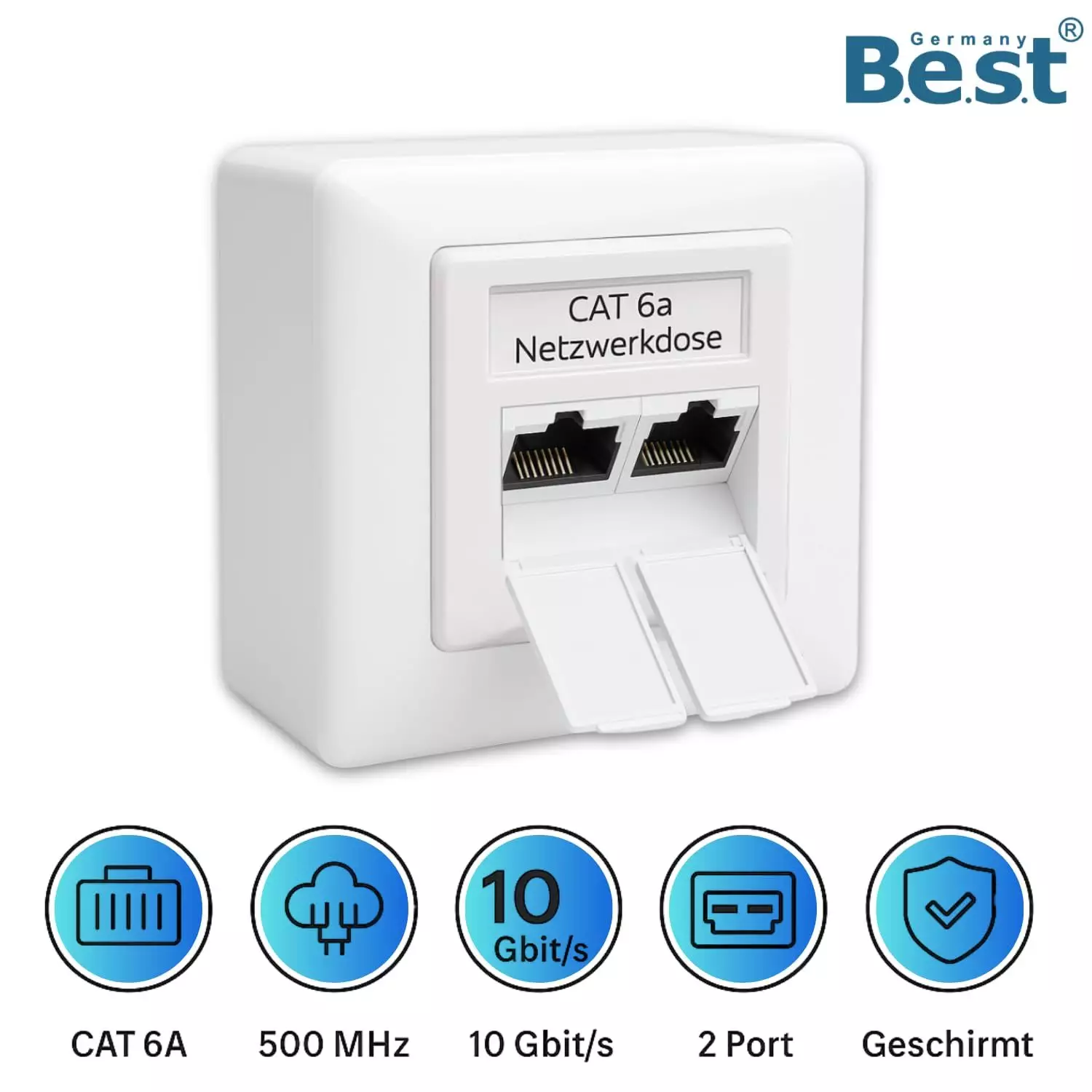 Germany B.e.s.t 1x CAT 6a Universal LAN Dose Netzwerkdose Aufputz & Unterputz