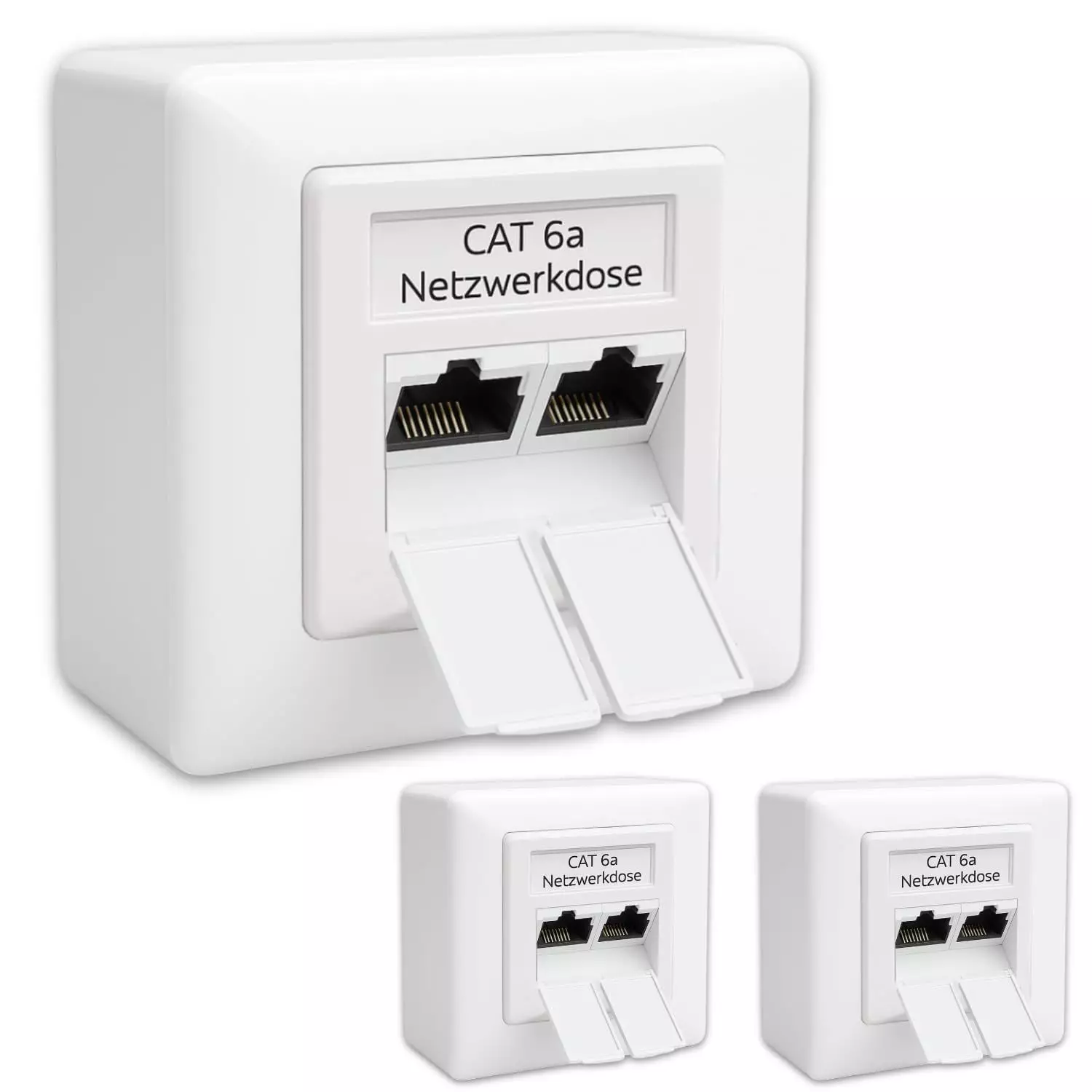 Germany B.e.s.t 3x CAT 6a Universal LAN Dose Netzwerkdose Aufputz & Unterputzmit Abdeckung weiß Germany B.e.s.t 3x CAT 6a Universal LAN Dose Netzwerkdose Aufputz & Unterputz