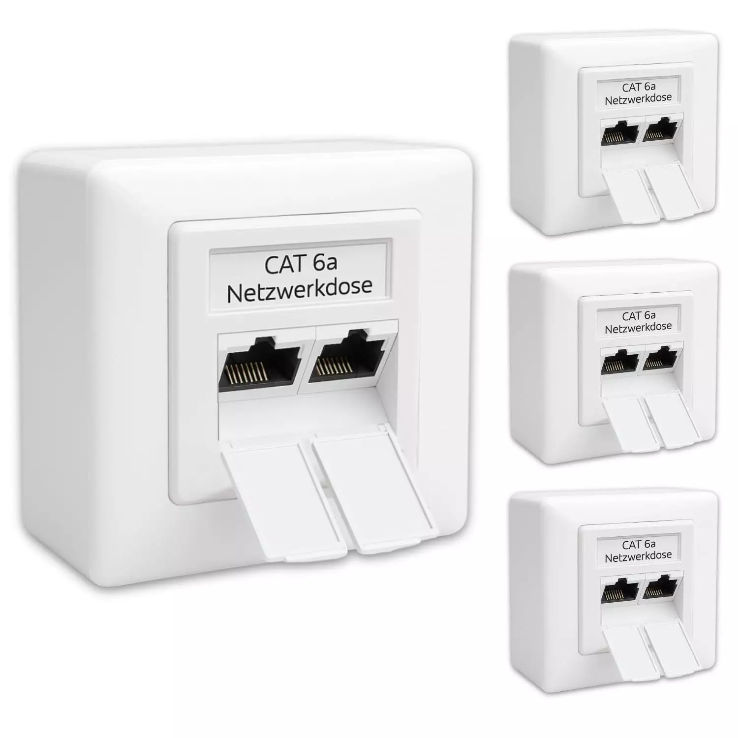 Germany B.e.s.t 4x CAT 6a Universal LAN Dose Netzwerkdose Aufputz & Unterputzmit Abdeckung weiß Germany B.e.s.t 4x CAT 6a Universal LAN Dose Netzwerkdose Aufputz & Unterputz