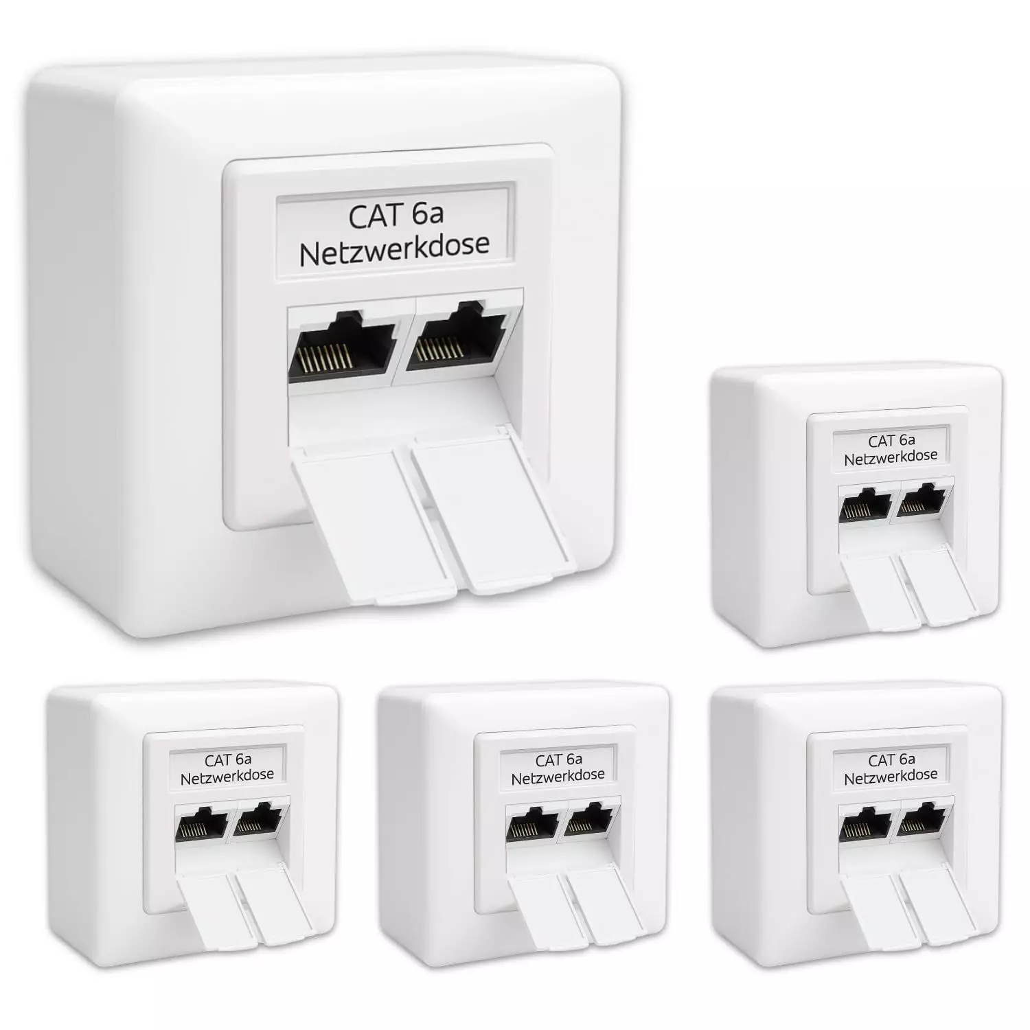Germany B.e.s.t 5x CAT 6a Universal LAN Dose Netzwerkdose Aufputz & Unterputzmit Abdeckung weiß Germany B.e.s.t 5x CAT 6a Universal LAN Dose Netzwerkdose Aufputz & Unterputz