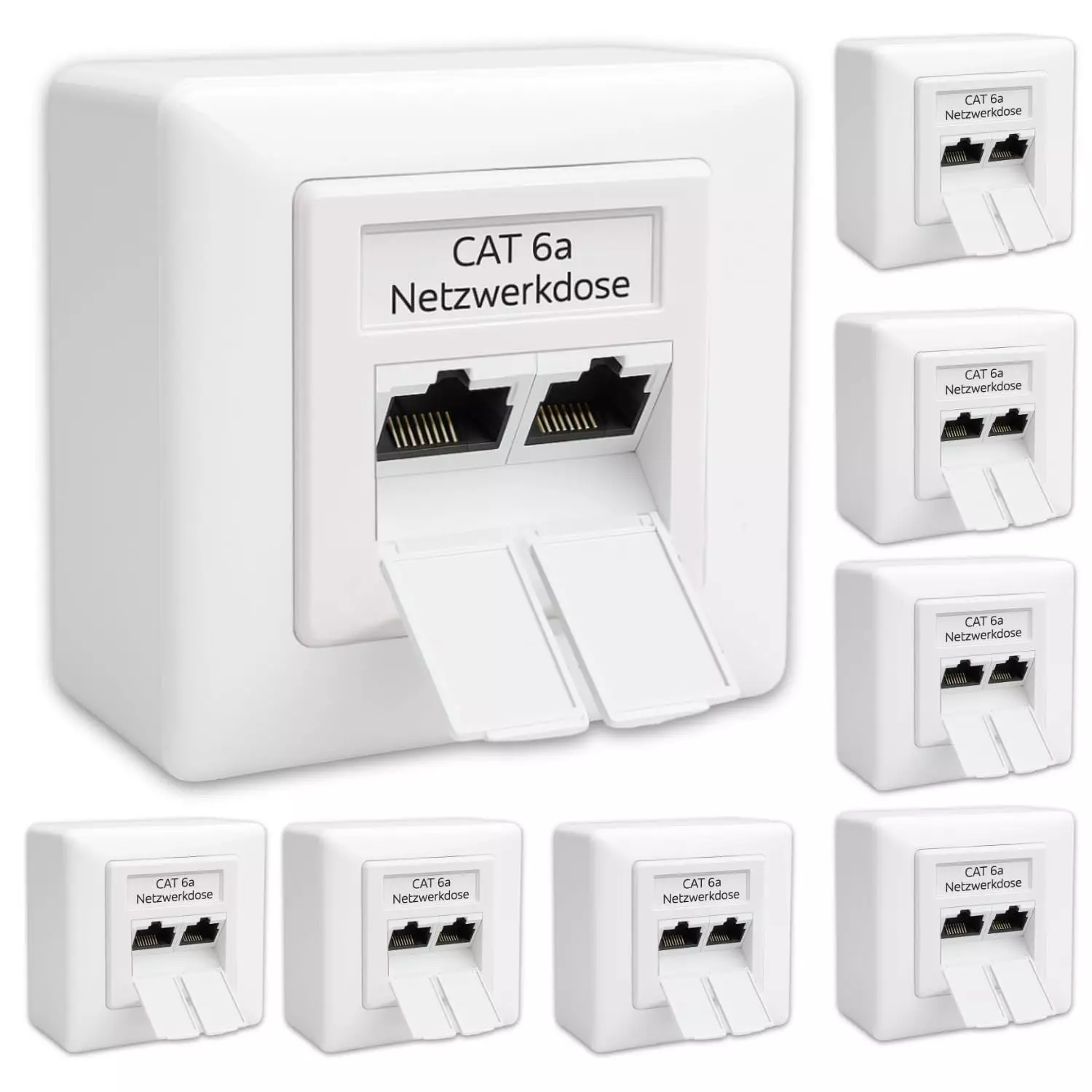 Germany B.e.s.t 8x CAT 6a Universal LAN Dose Netzwerkdose Aufputz & Unterputzmit Abdeckung weiß Germany B.e.s.t 8x CAT 6a Universal LAN Dose Netzwerkdose Aufputz & Unterputz