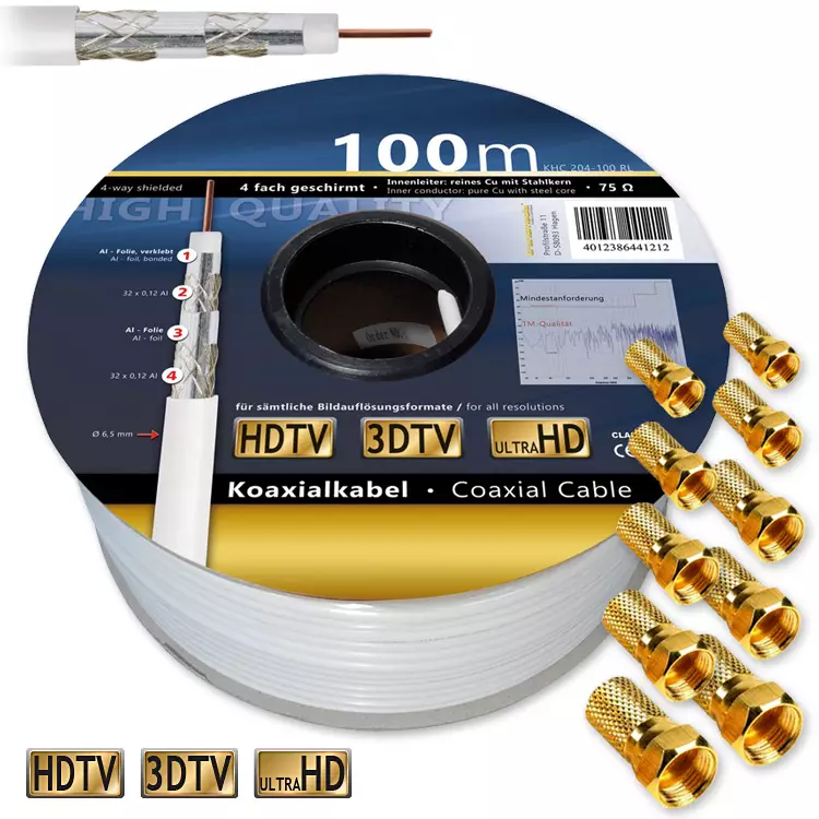 100 m Satkabel 120 dB Sat digital Antennenkabel Koaxialkabel