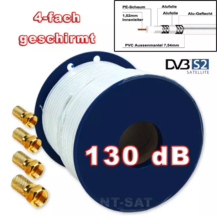 130 dB Koaxialkabel (Satkabel) 25m