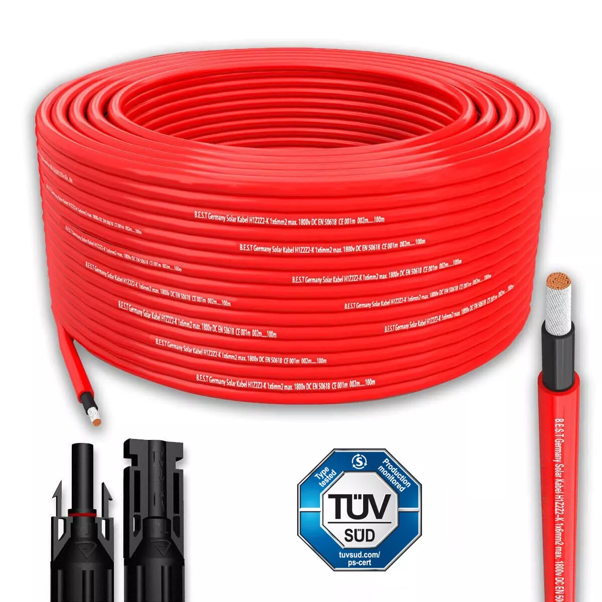 Solarkabel Solarleitung 4mm² 6mm² + MC Stecker