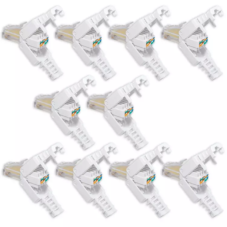 10x CAT 5 / 6 / 7 RJ45 Stecker zur werkzeuglose Montage mit Knickschutz Tool-less