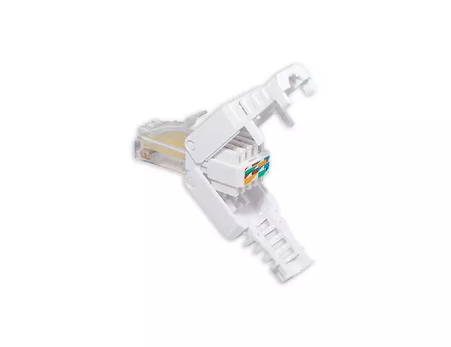 CAT 5 / 6 / 7 RJ45 Stecker zur werkzeuglose Montage mit Knickschutz