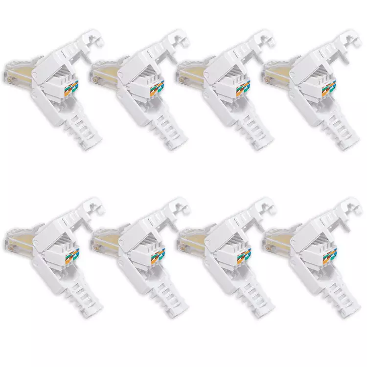 8x CAT 5 / 6 / 7 RJ45 Stecker zur werkzeuglose Montage mit Knickschutz Tool-less