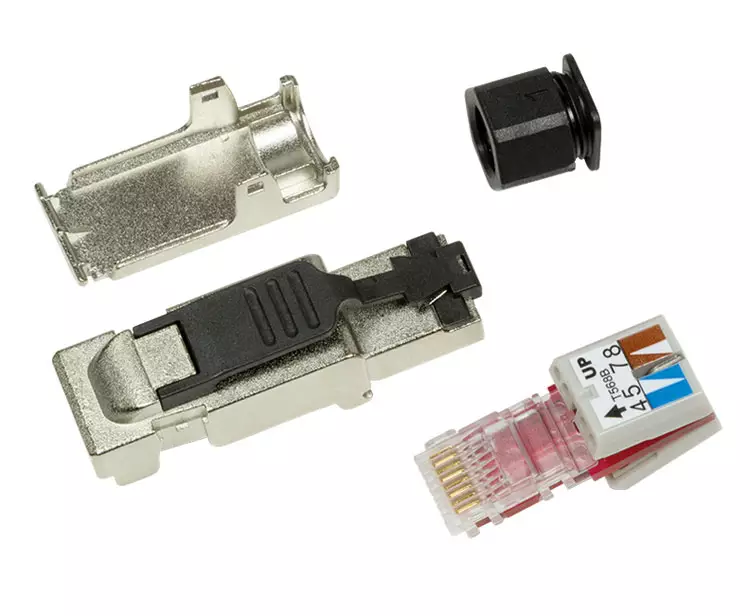 2x Netzwerk-Stecker RJ45 CAT 6A/7 Feldkonfektionierbar ohne Werkzeug