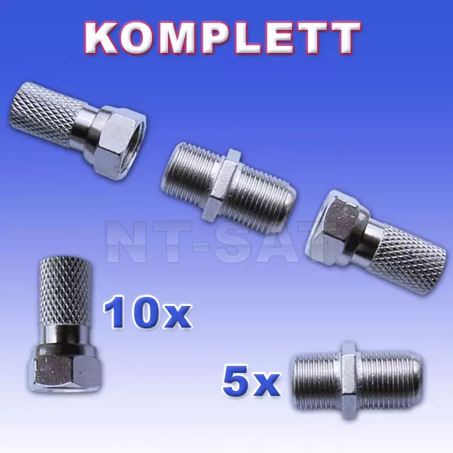 5 Komplett Kupplung 10x F-Stecker plus 5x F-Verbinder