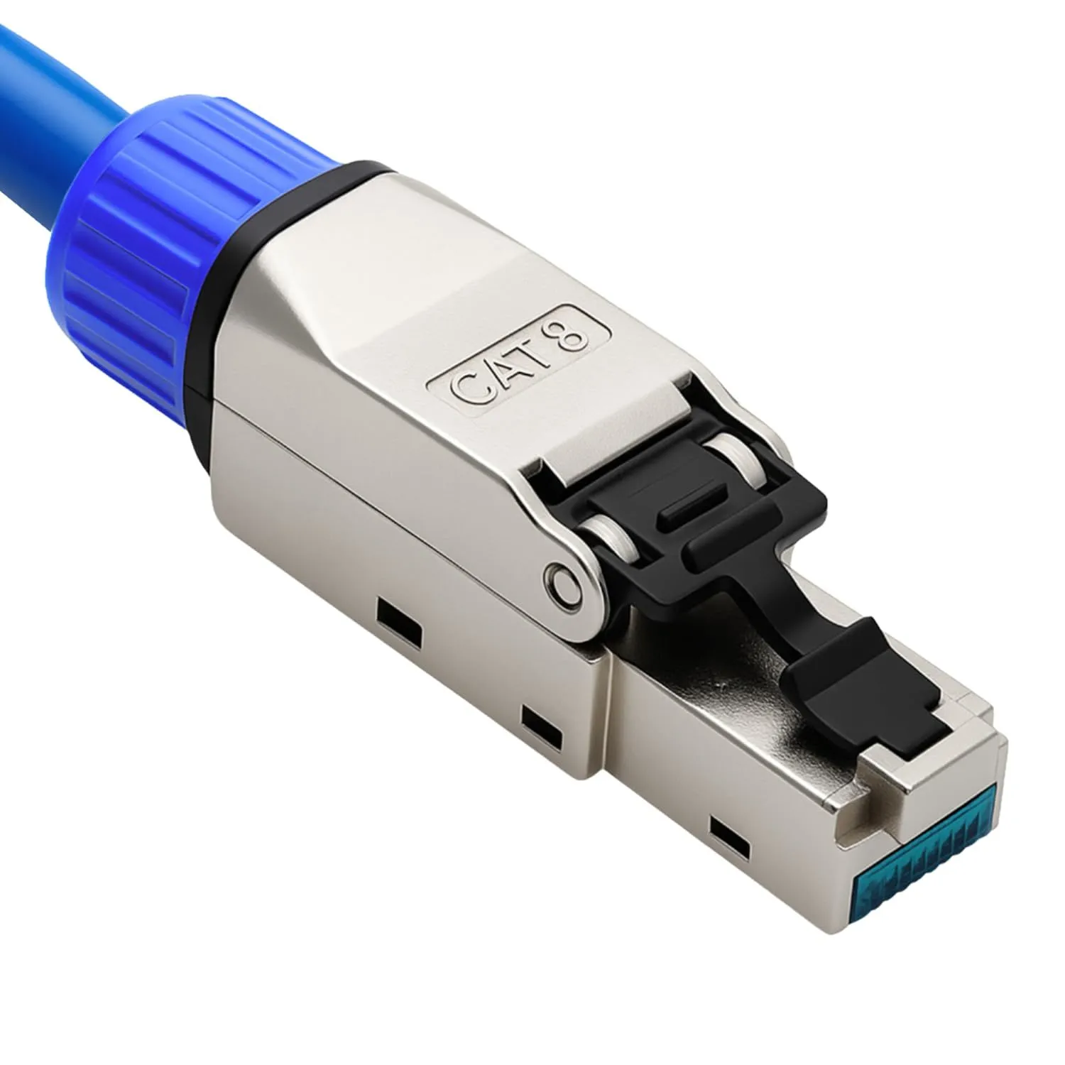 PREMIUMX Cat8 RJ45 Stecker LAN Netzwerk Werkzeuglos Netzwerkstecker, Silber