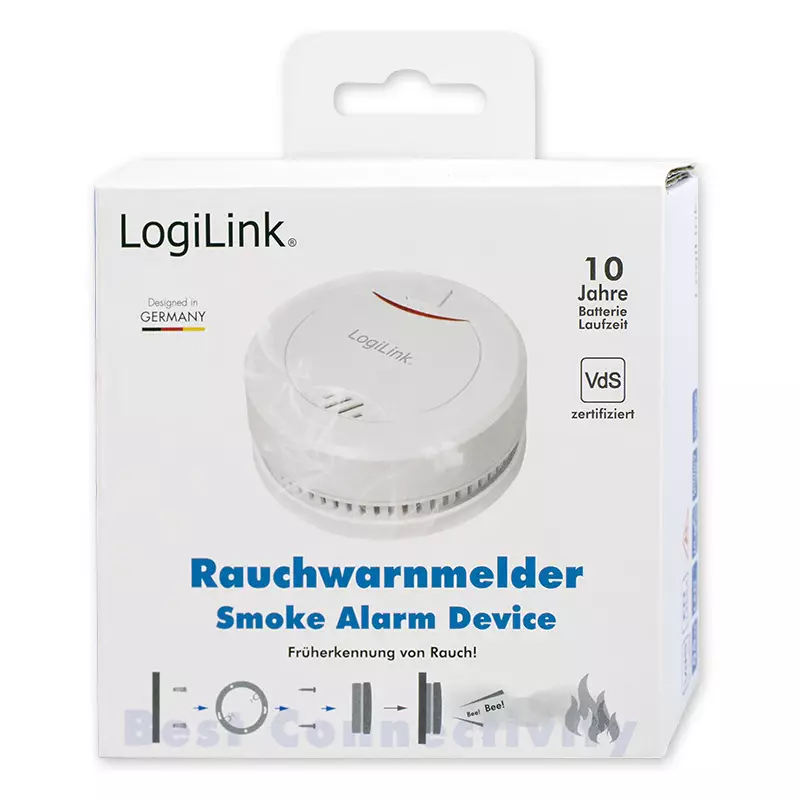 3x LogiLink Rauchmelder VdS 10 Jahre Batterie 85dB Feuermelder Brandmelder Alarm