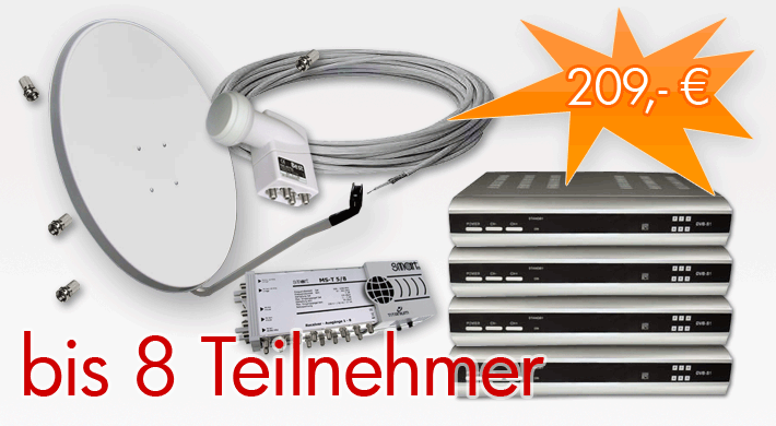 Dig. Satanlage 8 Teilnehmer inkl. 4 Digital Receiver