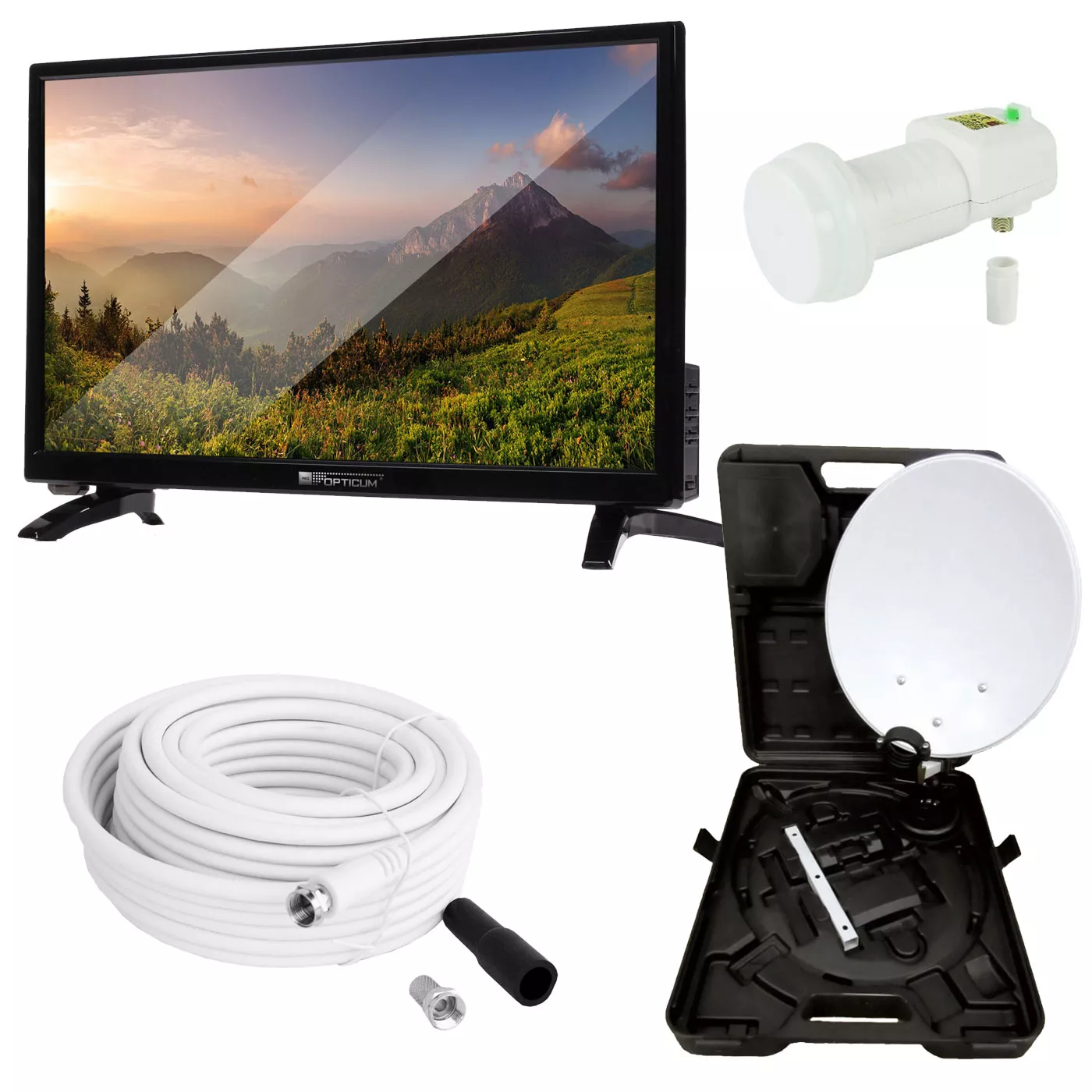 Opticum LED TV LE-20P053T 20 Zoll + Camping-Sat-Anlage mit Easyfind LNB Opticum LED TV LE-20P053T 20 Zoll + Camping-Sat-Anlage mit Easyfind LNB